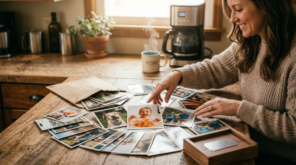 3x3, 4x4 and 5x5 square photo prints laid flat, printed on photo paper in Utah by FoxPrint