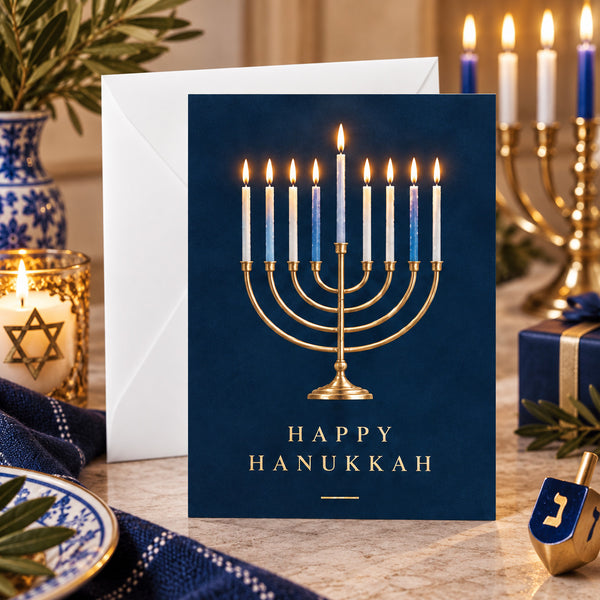 Happy Hanukkah Menorah Card