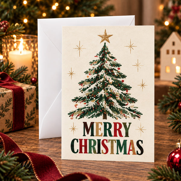 Merry Christmas Tree Holiday Card