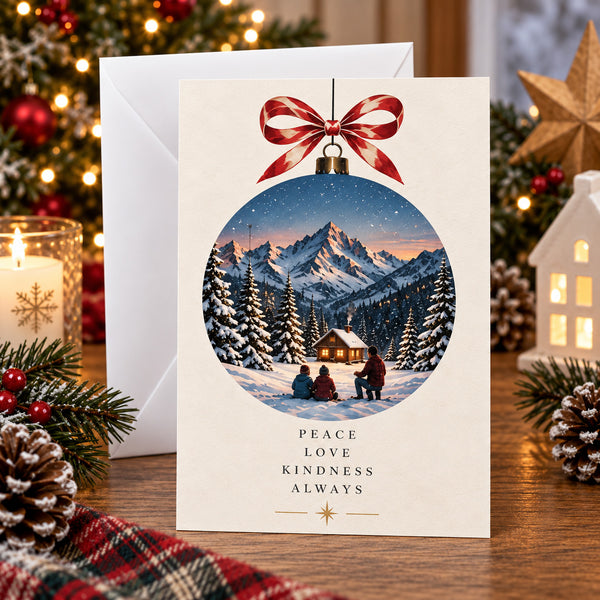 Peace Love Kindness Winter Ornament Card