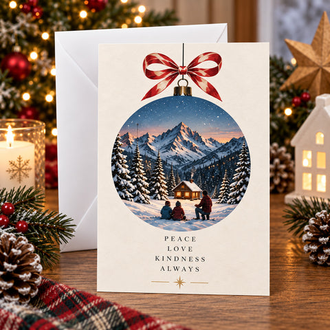 Peace Love Kindness Winter Ornament Card
