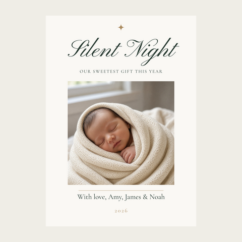 Silent Night personalized 1-photo 5×7 holiday card