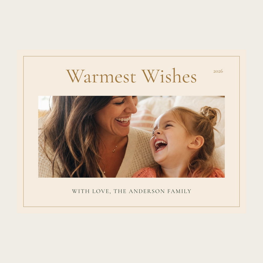 Warmest Wishes personalized 1-photo 5×7 holiday card