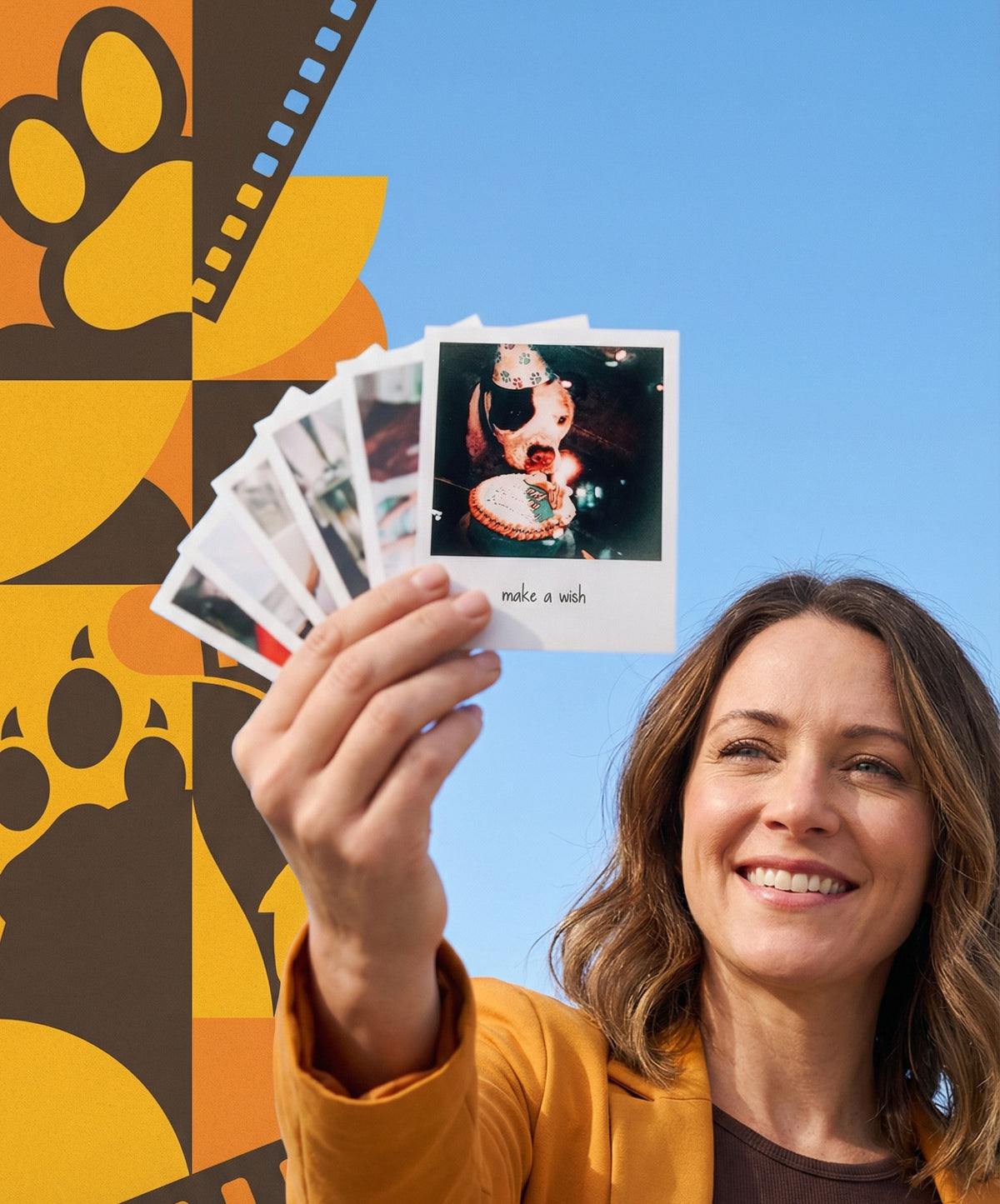 Hand holding photo prints with white borders